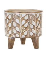 Slickblue Leaf Print Planter With Legs (Set of 2)