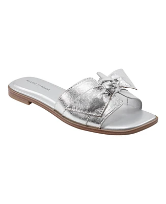 Marc Fisher Women's Finey Square Toe Slip-On Flat Sandals