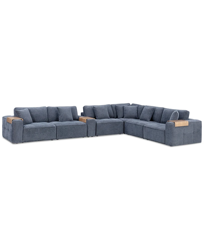 Nycolle -Pc. Modular Fabric L-Shape Sectional with 1 Console