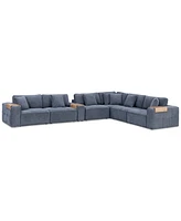 Nycolle -Pc. Fabric L-Shape Sectional Sofa with 1 Console