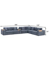 Nycolle -Pc. Modular Fabric L-Shape Sectional with 1 Console