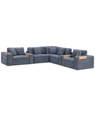 Nycolle 7-Pc. Modular Fabric L-Shape Sectional with 2 Consoles, Created for Macy's