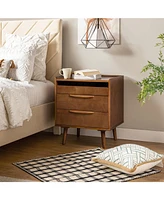 Hulala Home Mid-century Lisa 3-Drawer Nightstand with Solid Wood Legs