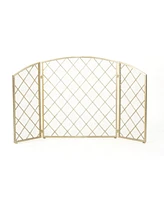 Simplie Fun Amiyah 3-Panel Gold Iron Fireplace Screen