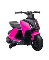 Aosom Kids Ride-On Motorcycle Bike Toy Scooter Vehicle w/ 6V Rechargable Battery, Pink