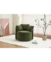 Simplie Fun Teddy Fabric Swivel And Storage Chair With Back Cushion For Living Room, Green