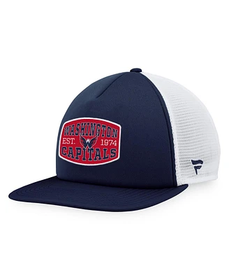 Fanatics Men's Navy/White Washington Capitals Foam Front Patch Trucker Snapback Hat