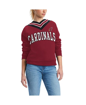 Tommy Hilfiger Women's Cardinal Arizona Cardinals Heidi V-Neck Pullover Sweatshirt