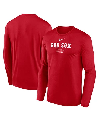 Nike Men's Red Boston Sox Authentic Collection Practice Performance Long Sleeve T-Shirt