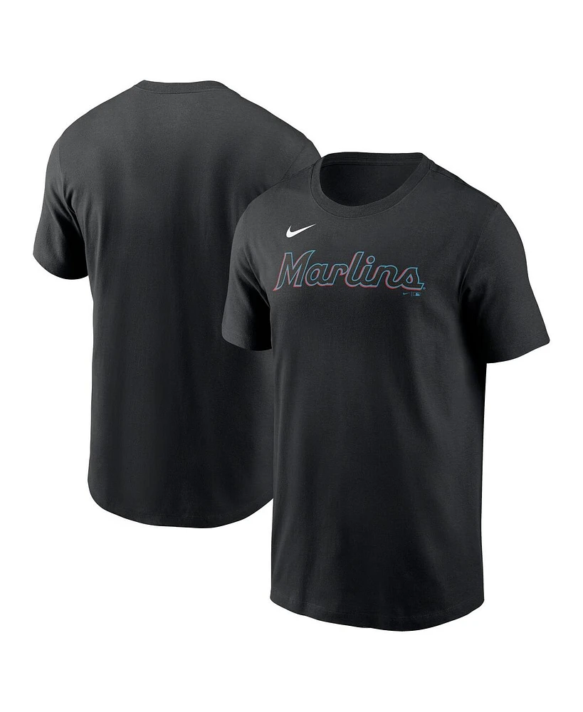 Nike Men's Black Miami Marlins Fuse Wordmark T-Shirt