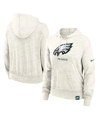 Nike Women's Cream Philadelphia Eagles Gym vintage-like Logo Pullover Hoodie