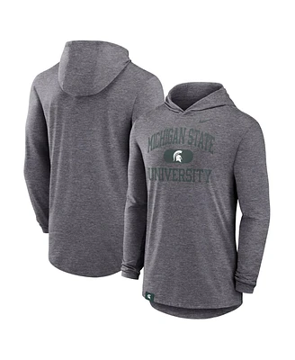 Nike Men's Heather Gray Michigan State Spartans Blitz Hoodie Long Sleeve T-Shirt