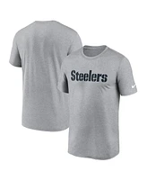 Nike Men's Heather Gray Pittsburgh Steelers Primetime Legend Wordmark Performance T-Shirt