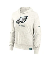 Nike Women's Cream Philadelphia Eagles Gym vintage-like Logo Pullover Hoodie