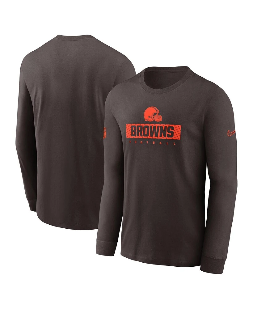 Nike Men's Brown Cleveland Browns Sideline Performance Long Sleeve T-Shirt