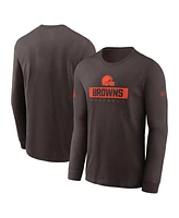 Nike Men's Brown Cleveland Browns Sideline Performance Long Sleeve T-Shirt