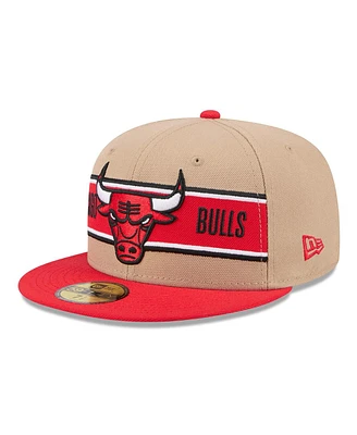 New Era Men's Tan/Red Chicago Bulls 2024 Nba Draft 59FIFTY Fitted Hat