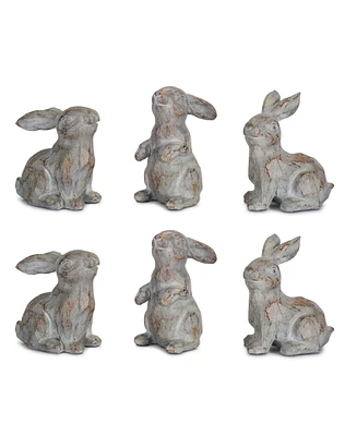 Slickblue Washed Stone Garden Rabbit Figurine (Set of 6)