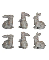 Slickblue Washed Stone Garden Rabbit Figurine (Set of 6)