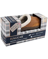 Haggar Men's Rolled Collar Fleece Lined Indoor/Outdoor Corduroy Clog Slipper