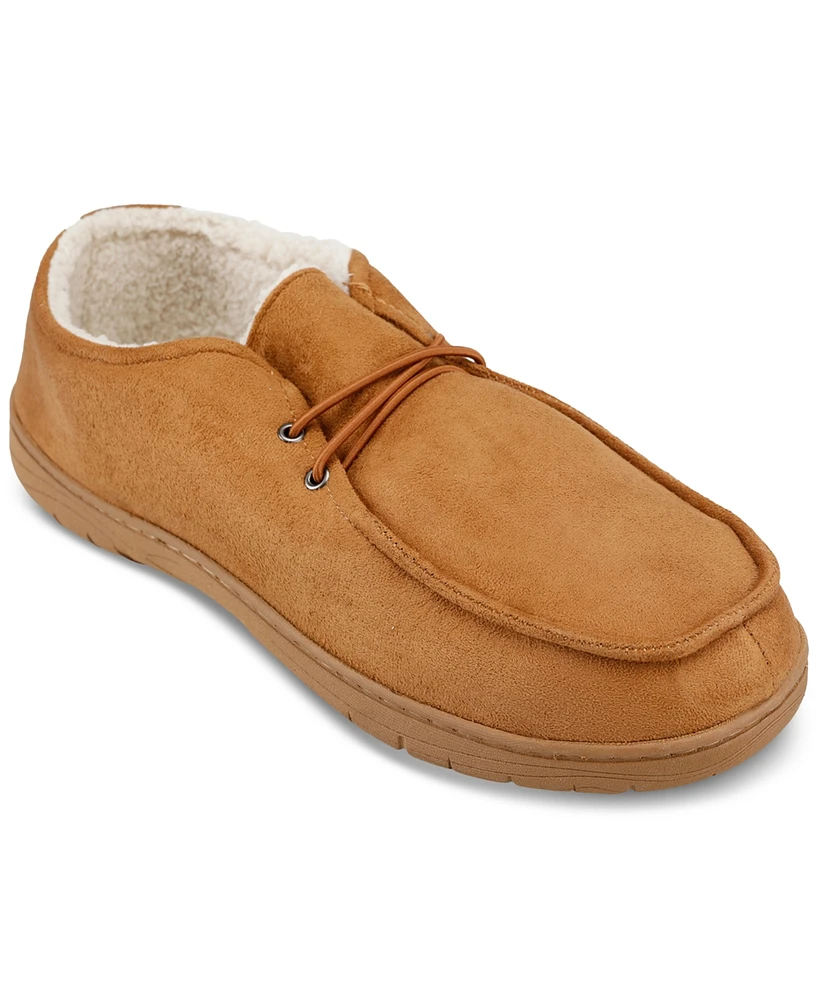 Haggar Men's Microsuede Chukka Boot Indoor/Outdoor House Slipper with Cozy Fleece Lining