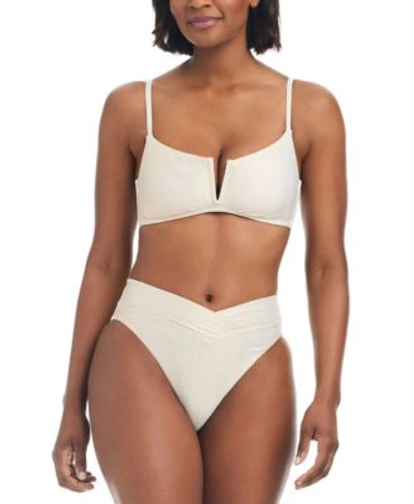 Bar Iii Womens V Wire Plunge Neck Bralette Bikini V Waist High Leg Bikini Bottoms Created For Macys