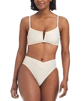 Bar Iii Womens V Wire Plunge Neck Bralette Bikini V Waist High Leg Bikini Bottoms Created For Macys