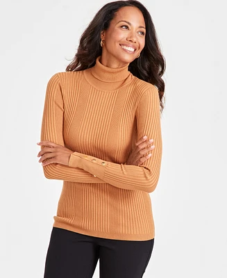 Jm Collection Women's Ribbed Turtleneck Sweater, Created for Macy's