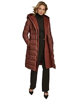 Donna Karan New York Women's Belted Hooded Puffer Coat