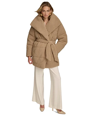 Donna Karan New York Women's Belted Wing-Collar Coat, Created for Macy's