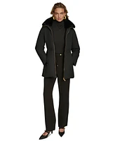 Donna Karan New York Women's Faux-Fur-Collar Short Puffer Coat