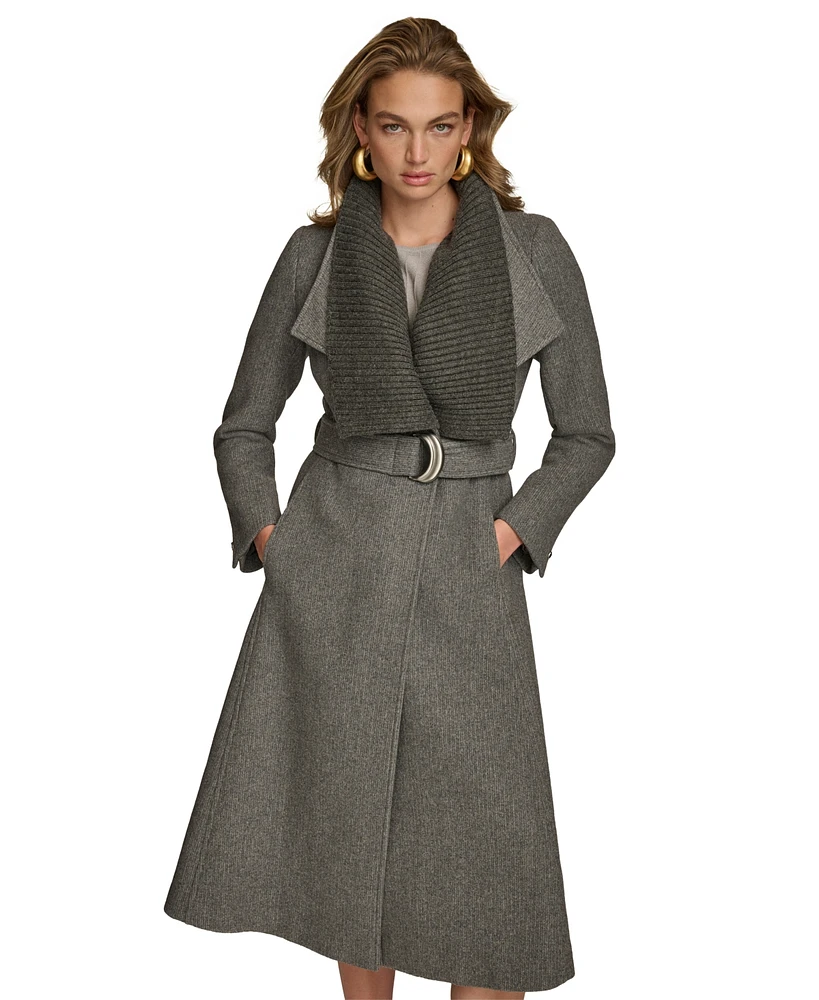 Donna Karan New York Women's Belted Wing-Collar Coat