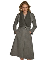 Donna Karan New York Women's Belted Wing-Collar Coat