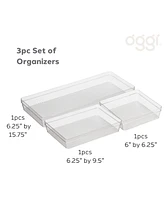 Oggi Set of 3 Clear Drawer Organizers