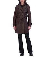 Tahari Women's Natalie Belted Leather Trench Coat
