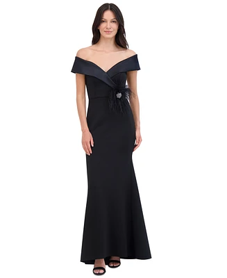 Eliza J Women's Off-The-Shoulder Crossover-Neck Gown