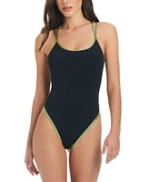 Red Carter Women's Contrast-Trim Double-Strap One-Piece Swimsuit