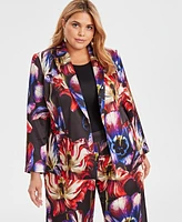 I.n.c. International Concepts Women's Printed Satin Blazer, Created for Macy's