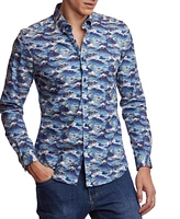 Paisley & Gray Men's Brian Slim Fit Long Sleeve Button-Front Wave Print Shirt