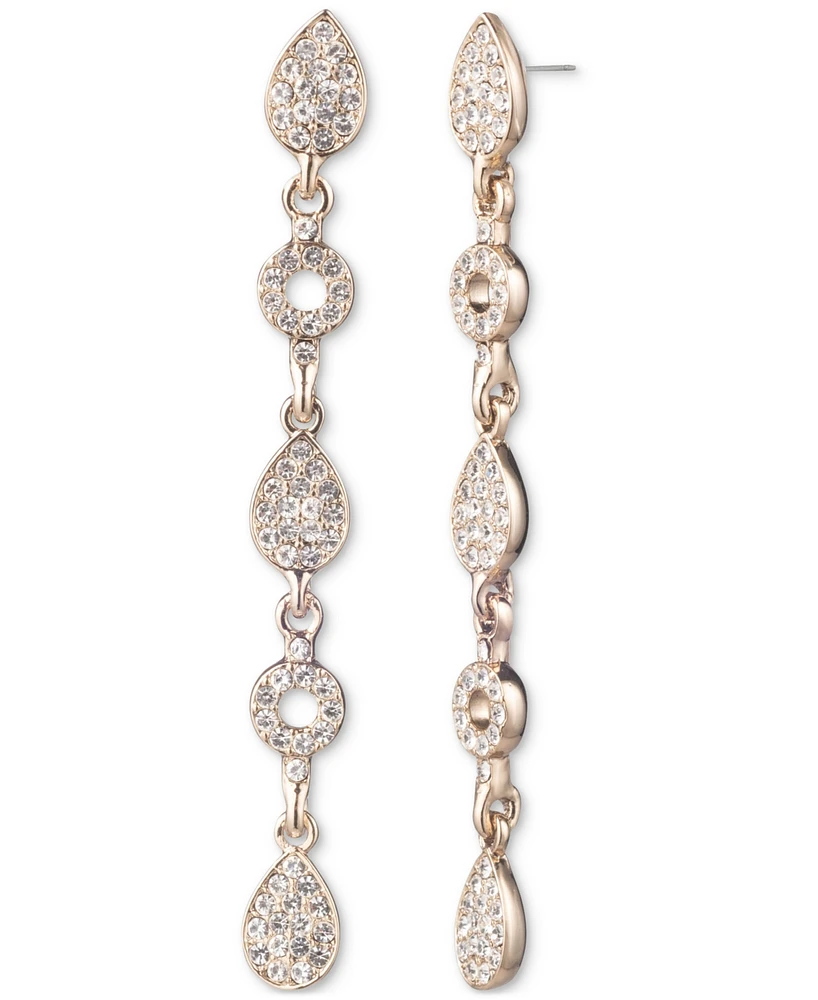 Givenchy Gold-Tone Pave Circle & Pear-Shape Linear Drop Earrings