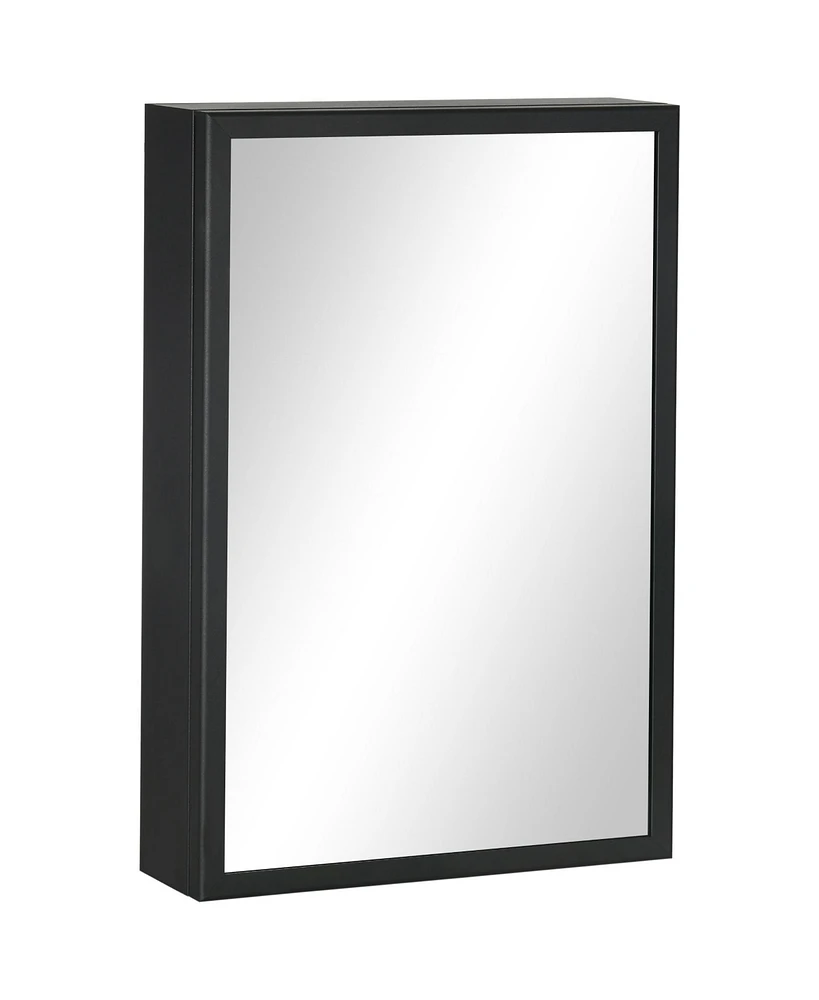 kleankin Bathroom Mirror with Storage Shelves Bathroom Wall Cabinet, Black