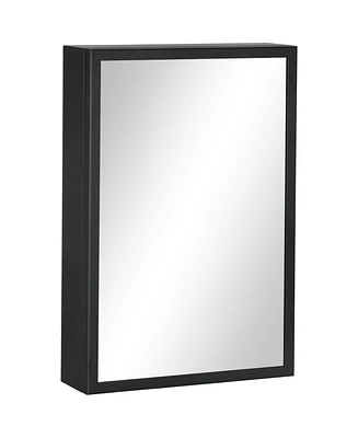 kleankin Bathroom Mirror with Storage Shelves Bathroom Wall Cabinet, Black