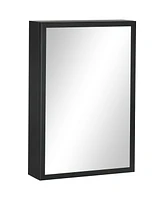 kleankin Bathroom Mirror with Storage Shelves Bathroom Wall Cabinet, Black