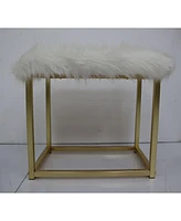 Streamdale Furniture Adao Vanity Mirror & Stool In Faux Fur, Mirror