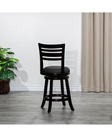 Streamdale Furniture 30" Bar Height Slat Back Swivel Stool, Espresso Finish, Charcoal Fabric Seat