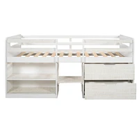 Streamdale Furniture Twin Size Loft Bed With Two Shelves And Two Drawers