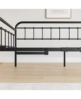 Streamdale Furniture Twin Size Metal Daybed Frame With Trundle, Heavy Duty Steel Slat Support Sofa Bed Platform