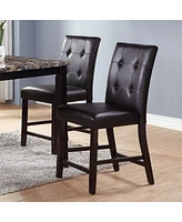 Streamdale Furniture Leroux Upholstered Counter Height Chairs In Espresso Finish, Set Of 2