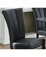 Streamdale Furniture Black Faux Leather Upholstered Lines Back Set Of 2 Piece Chairs Dining Room Wide Flair Back Chair