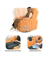 Streamdale Furniture Swivel Rocking Recliner with Usb & Cup Holder, Light Orange